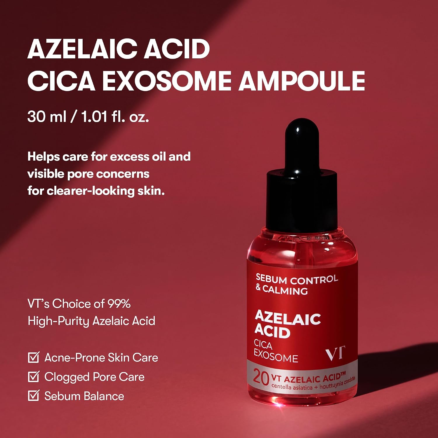 VT Azelaic Acid Ampoule key ingredients – Azelaic Acid 3rd ingredient Niacinamide Centella TECA B12 Licorice 5 HA Korean