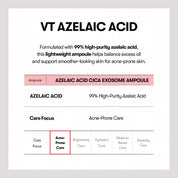 VT Azelaic Acid Ampoule on skin – calms redness controls oil smooths texture refines pores acne-prone Korean ampoule
