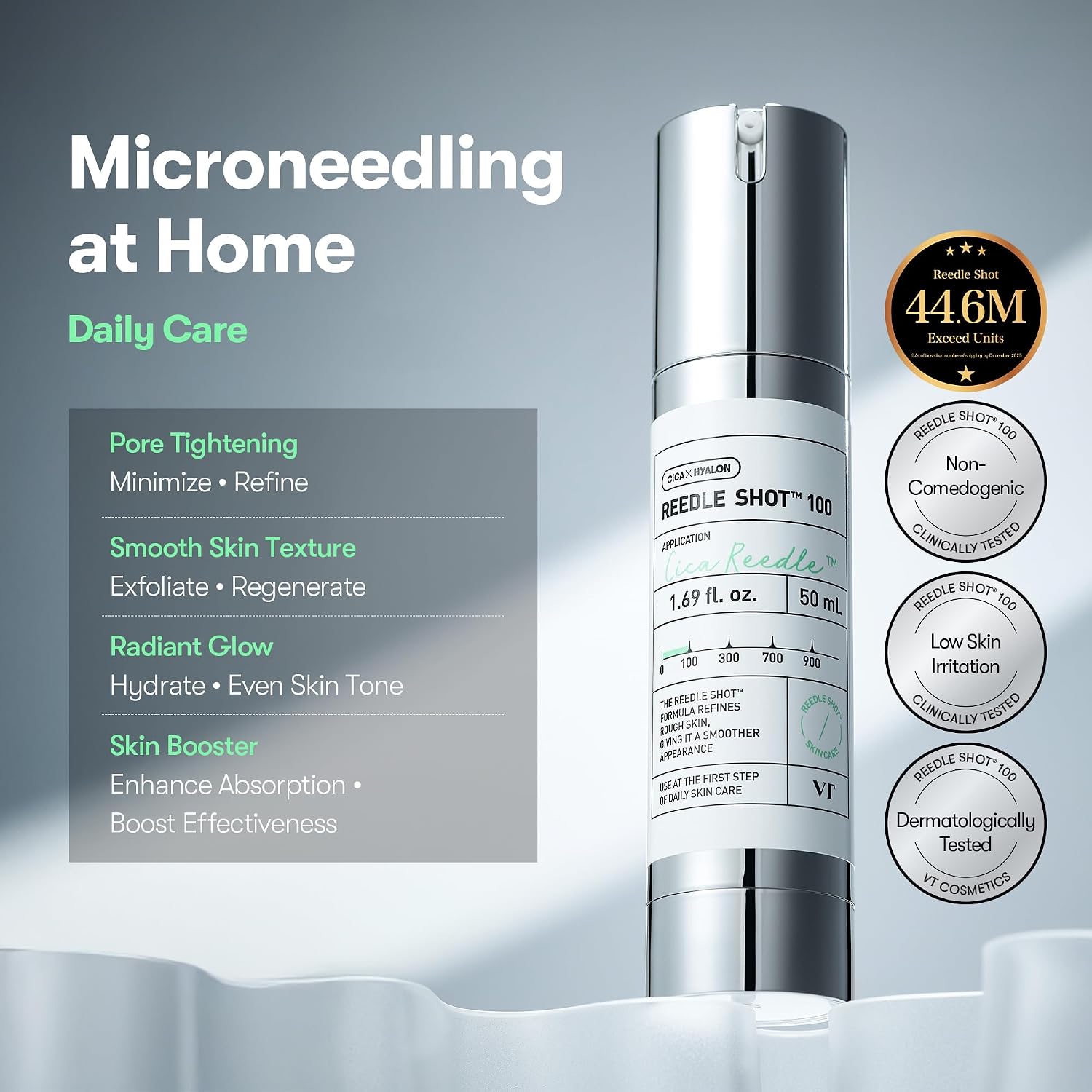 VT CICA REEDLE technology – natural Spongilla spicules Centella 4 TECA calming absorption Korean spicule serum