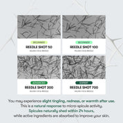 VT Reedle Shot usage guide – PM only press don't rub start 1-2x week no actives same night tingling normal Korean