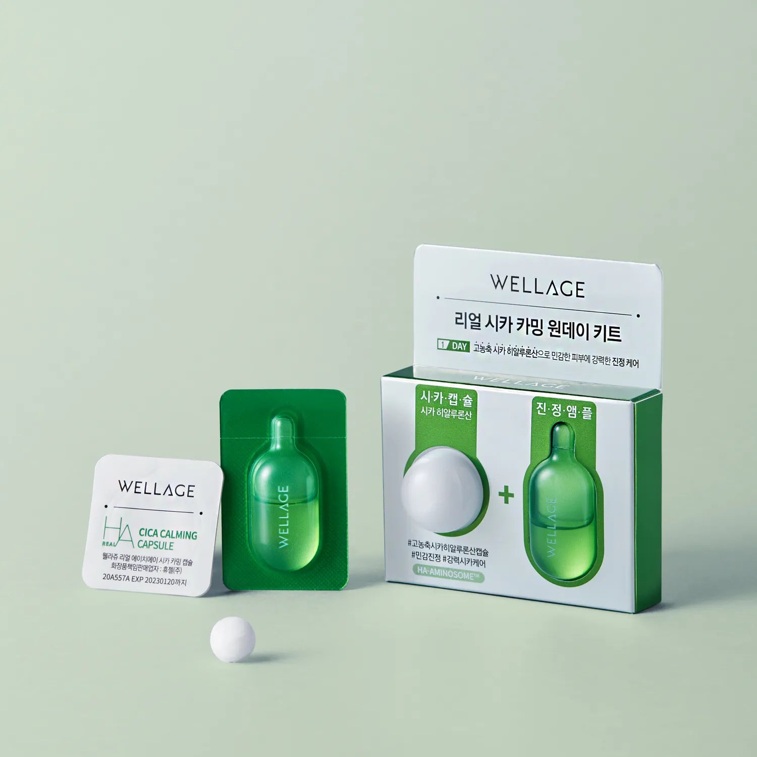 Wellage Real Cica Calming One Day Kit - Olive Kollection