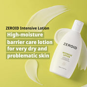 Zeroid Intensive Lotion MLE technology – patented Multi-Lamellar Emulsion mimics skin lipid structure penetrates bilayers rebuilds from within