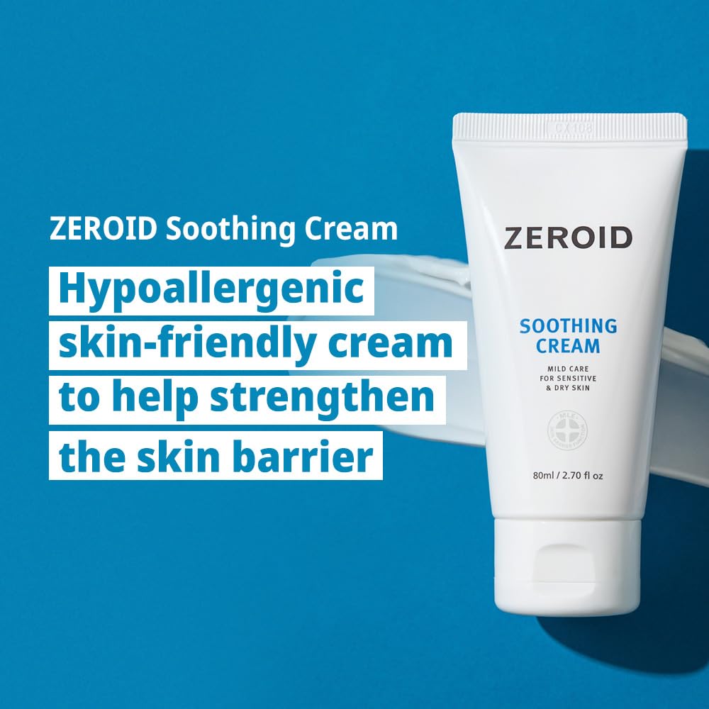 Zeroid Soothing Cream lightweight texture – fast-absorbing non-greasy no residue sensitive reactive dry skin daily moisturizer