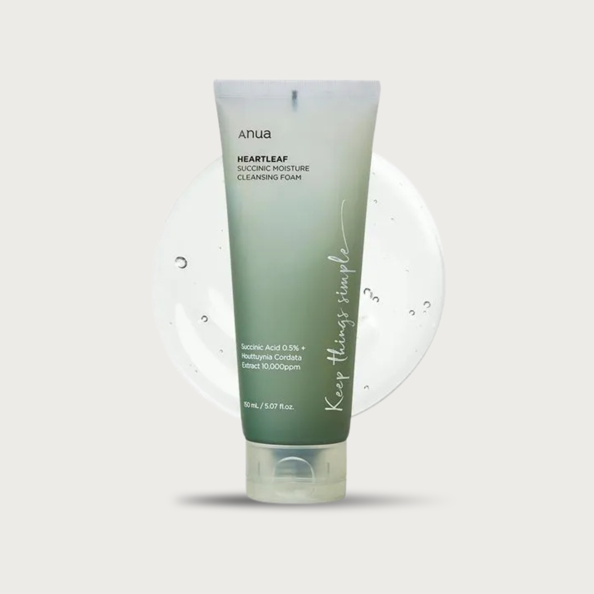 Anua Heartleaf Succinic Moisture Cleansing Foam 150ml – Korean gel-to-foam BHA Succinic Acid Heartleaf Ceramide NP $15.50