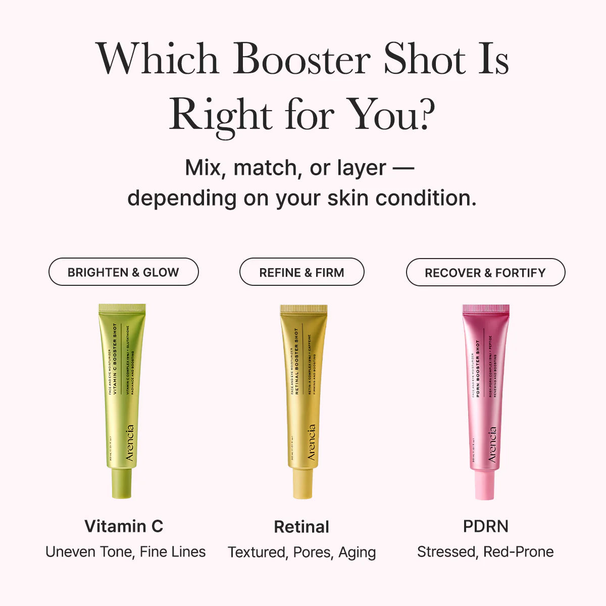 Arencia PDRN Booster Shot full ingredients – 11 peptides 5 HA Ceramide NP Collagen Niacinamide Panthenol Adenosine fragrance-free Korean