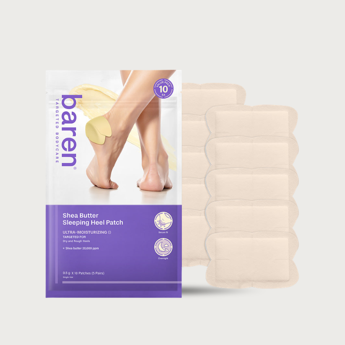 baren Shea Butter Sleeping Heel Patch 10pcs – Korean overnight heel patch 0.05mm 4 ergonomic slits Urea Shea Butter 7 HA triple acid $16