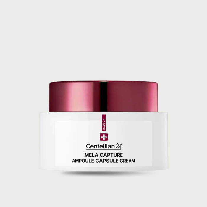 Centellian24 Mela Capture Capsule Cream dual texture – white ampoule capsule pink gel cream mix before apply glowy bouncy