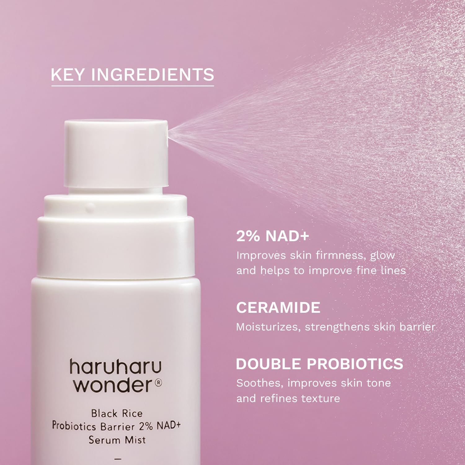 Haruharu Black Rice Probiotics NAD+ Mist – on-the-go glow travel work outdoor anytime moisture barrier support