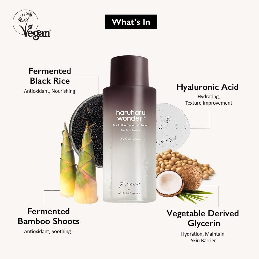 Haruharu Black Rice Hyaluronic Toner texture – light viscous deeply hydrating cotton pad or hands AM PM skin drinks up repeat repurchase