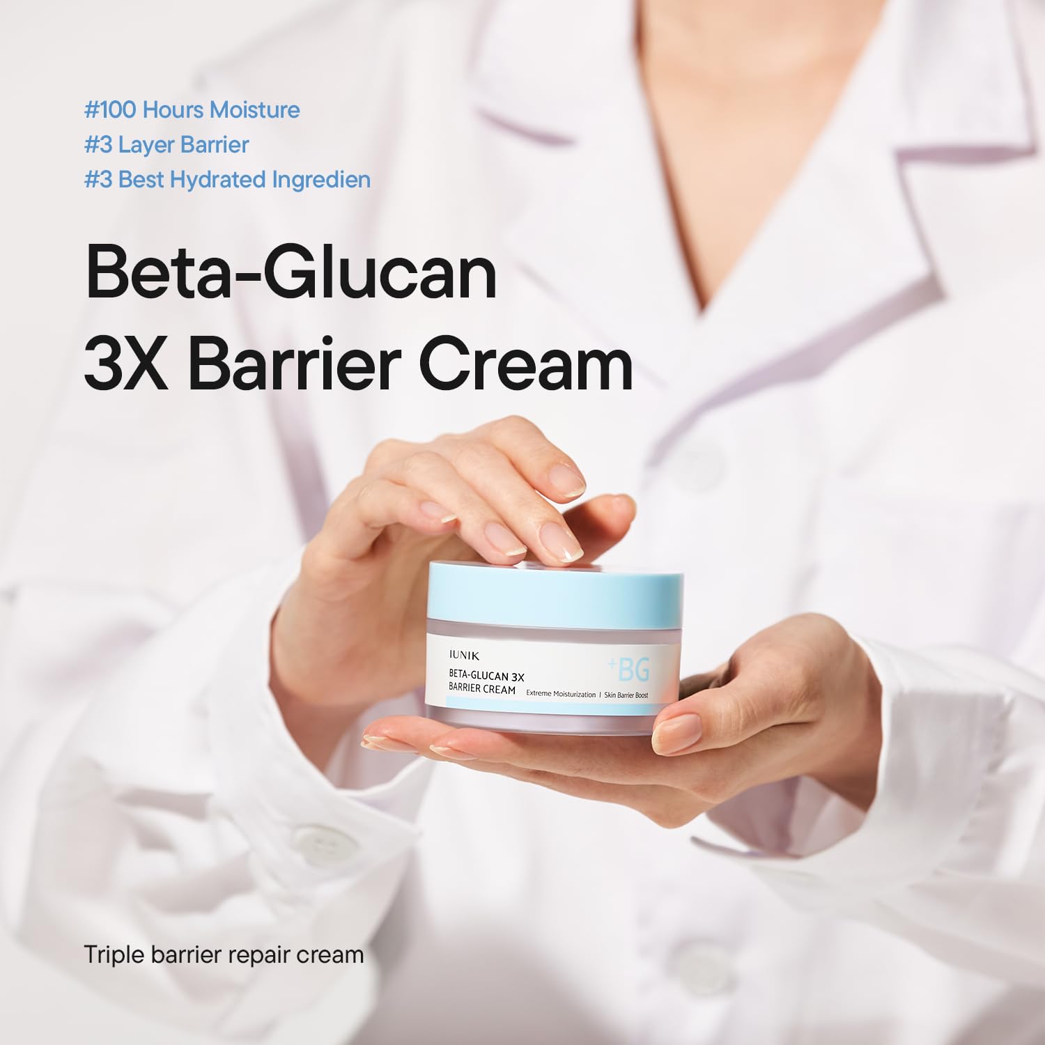 iUNIK Beta-Glucan Cream key actives – Beta-Glucan 10,000ppm Ectoin Panthenol Ceramide NP Phytosphingosine Niacinamide barrier repair