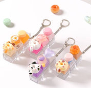 DIY Keyboard Keychain charm close-up – resin decorative parts random designs mix match personalized one-of-a-kind Korean accessory