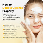 ma:nyo Pure Cleansing Oil texture – massage dry skin circular motion add water turns milky rinse clean no residue double cleanse Step 1