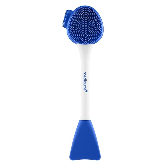 Medicube Multi Pore Brush Face Mask Applicator – Korean 4-in-1 silicone cleansing brush flat head round tip grooved edge jawline $10