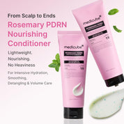 Medicube Rosemary PDRN Conditioner scalp-to-ends – apply root to tip massage 1-2 min rinse lightweight fine weak flat hair no buildup