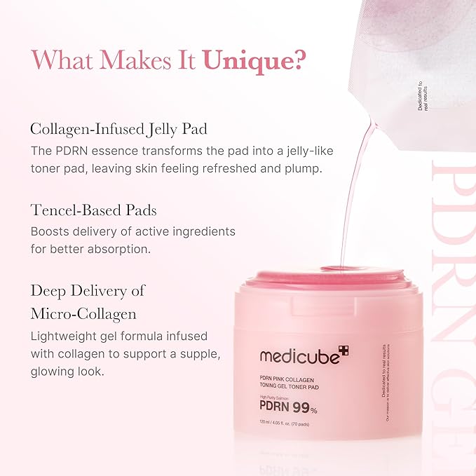 Medicube PDRN Pink Collagen Toning Gel Toner Pad