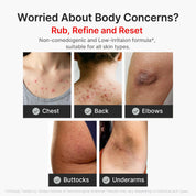 Medicube Body Peel Shot gommage texture – rub and dead skin rolls off no gritty scrubbing smooth body exfoliation Korean