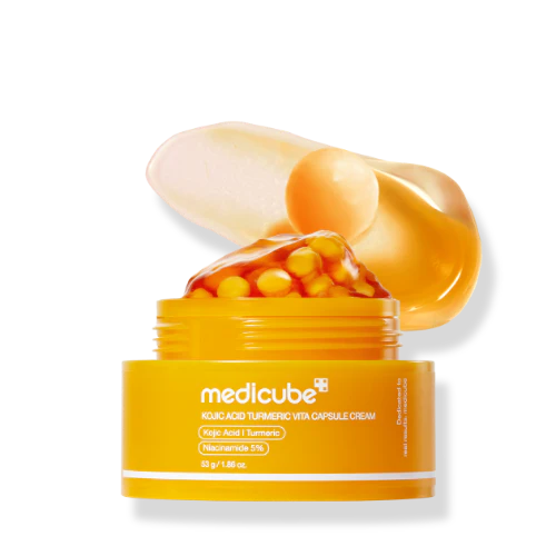 Medicube Kojic Acid Turmeric Vita Capsule Cream 53g – Korean brightening cream niacinamide retinol 8 HA capsules fragrance-free PM use $23
