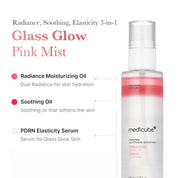 Medicube PDRN Pink Glutathione Mist clinical – 17.63% glow improvement 2.8°C cooling effect micro mist sensitive skin anytime anywhere
