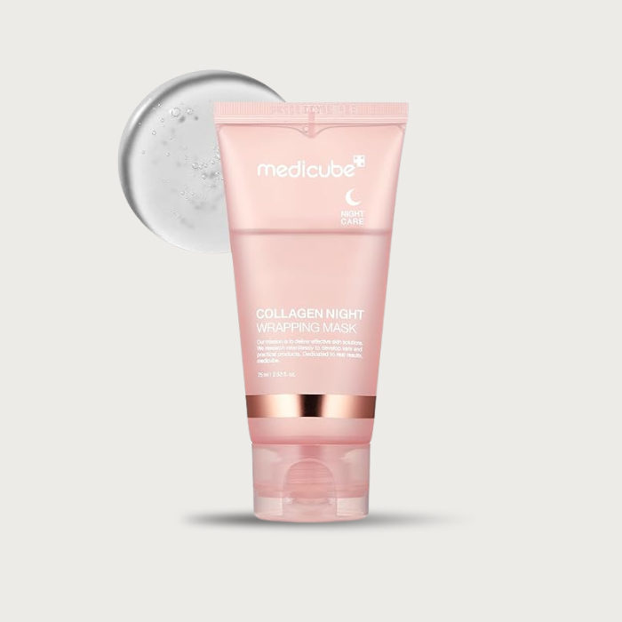 Medicube Collagen Night Wrapping Mask 75ml – Korean overnight peel-off mask collagen film seals 8 hours HA Niacinamide Ceramide NP has fragrance $22.50