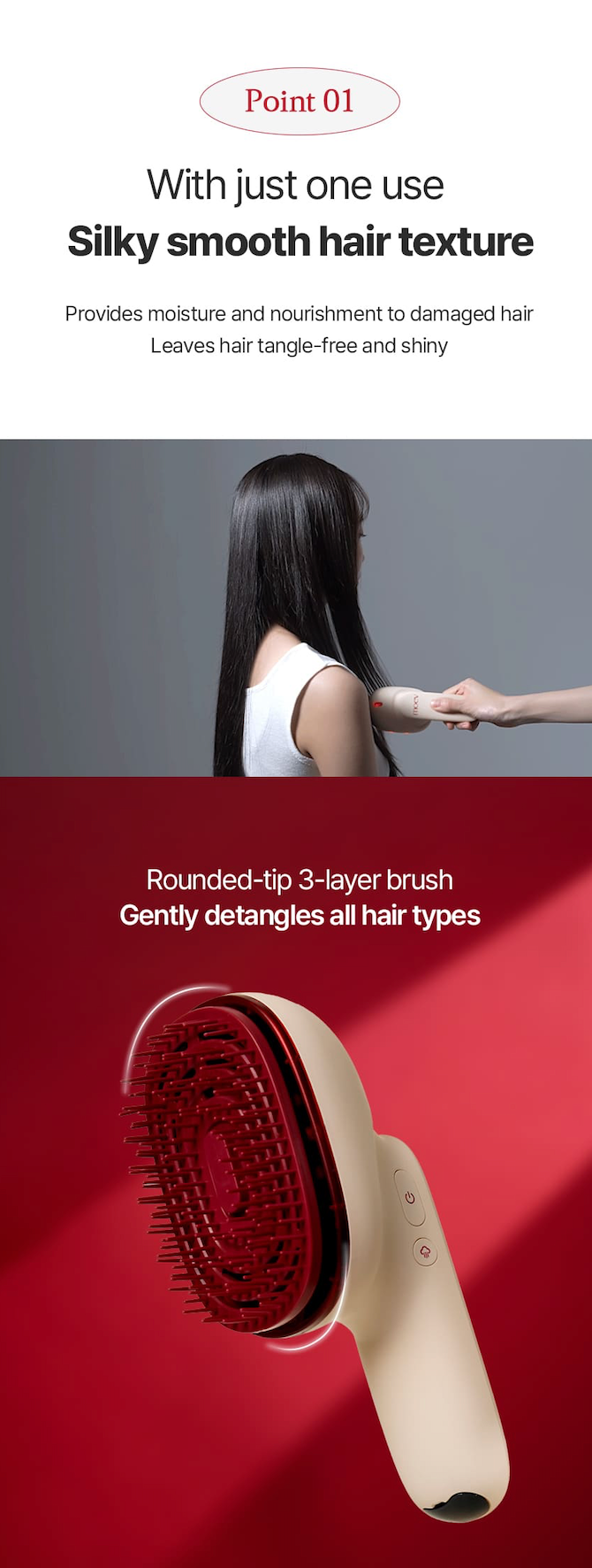 MOEV Hair Steamer Pro 2 modes – Red vibration hair care roots to ends Purple vibration scalp massage acupressure circulation
