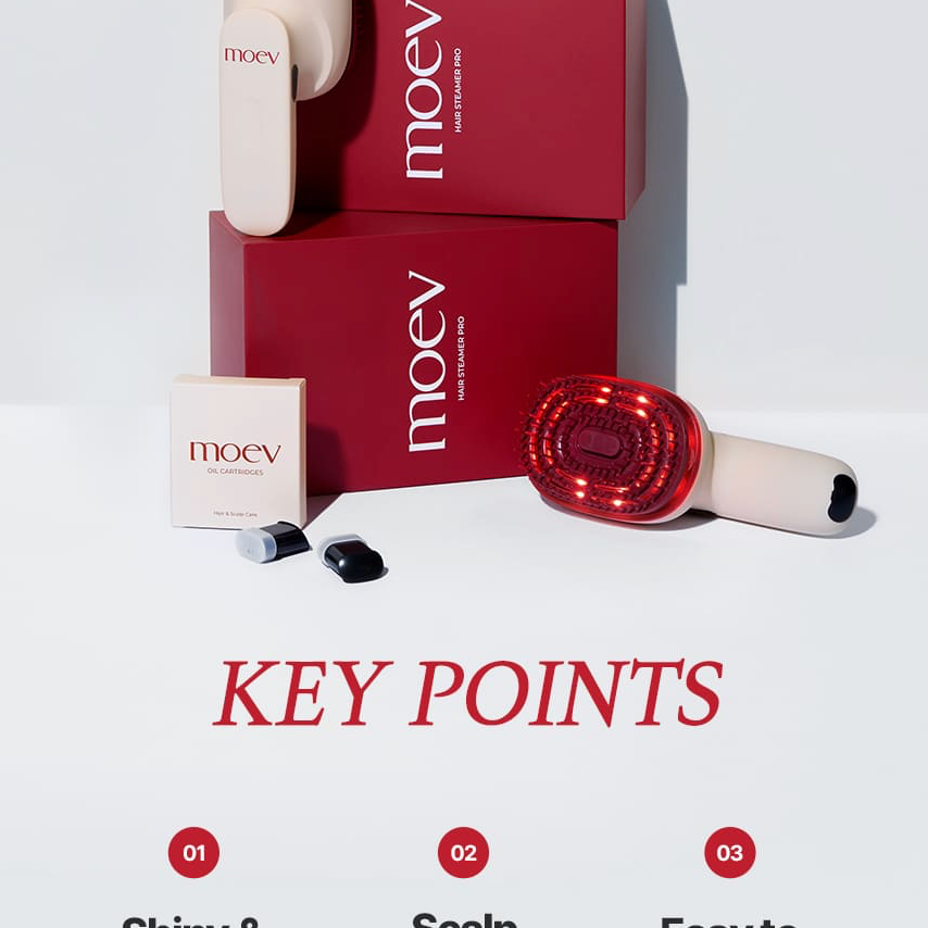 MOEV Hair Steamer Pro device – compact lightweight 162x78x68mm USB-C rechargeable cordless salon-grade at-home hair treatment