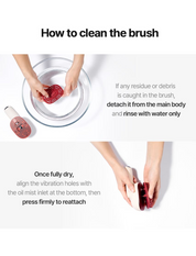 MOEV Hair Steamer Pro how to use – press hold power button red hair care purple scalp care mist button apply