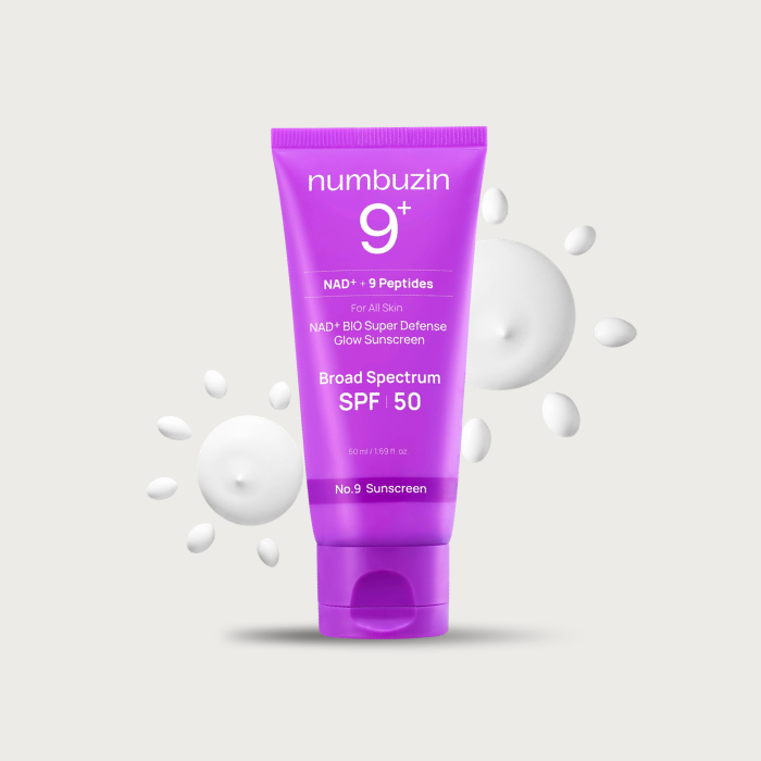 Numbuzin No.9 NAD+ BIO Super Defense Glow Sunscreen 50ml – Korean sunscreen no white cast dewy finish