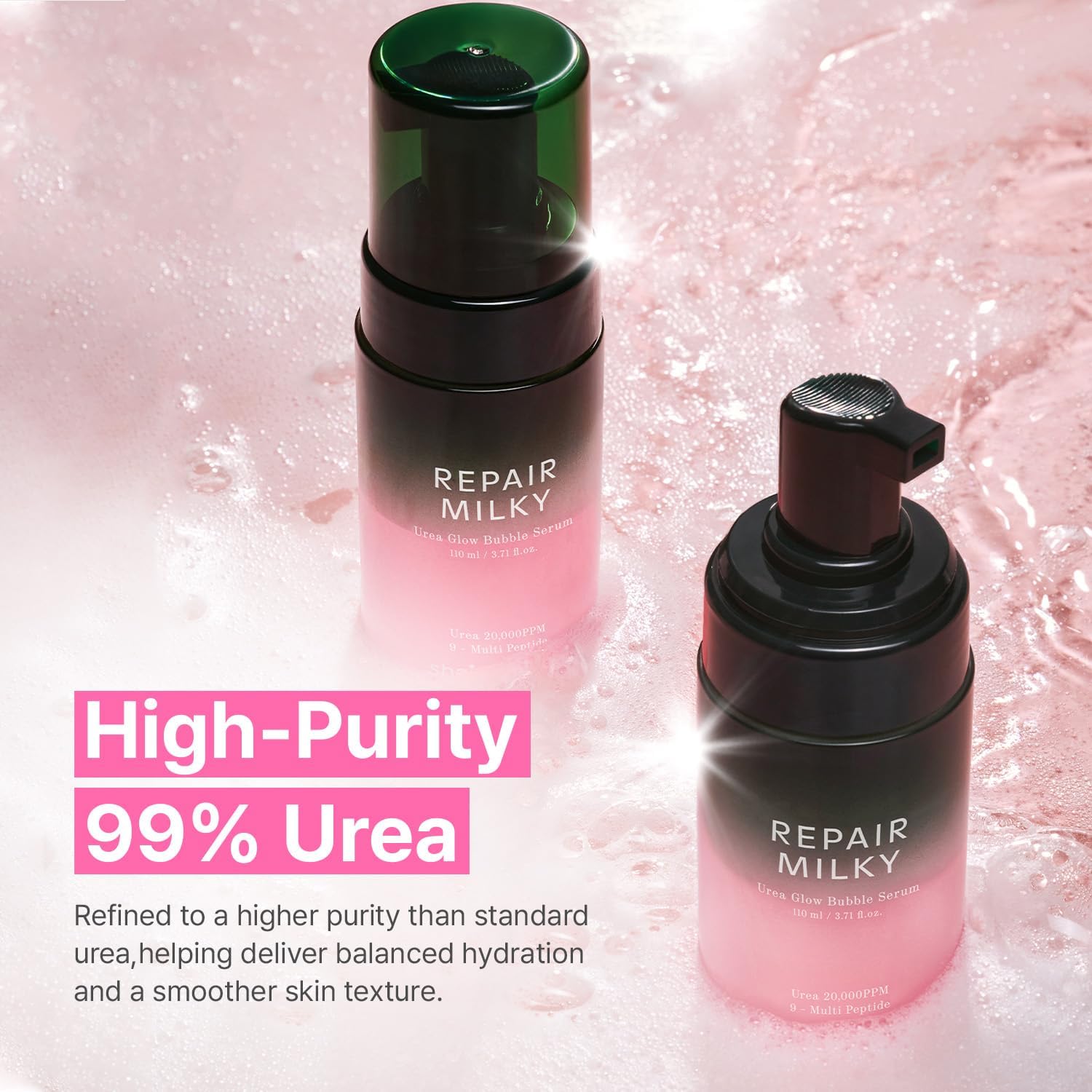 shaishaishai Urea Glow Serum micro-bubbles – milky foam melts into skin zero stickiness instant radiance Korean