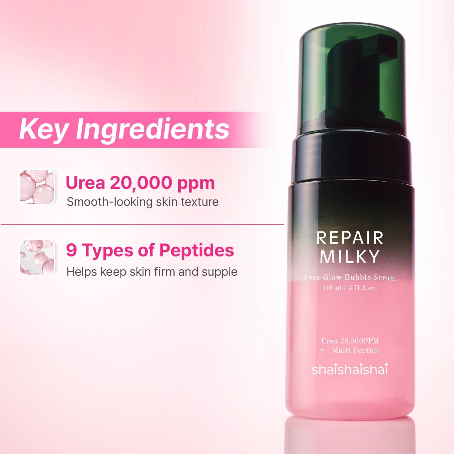 shaishaishai Urea Bubble Serum dual-layer – pink peptide layer + white urea cream shake to mix Korean glow serum
