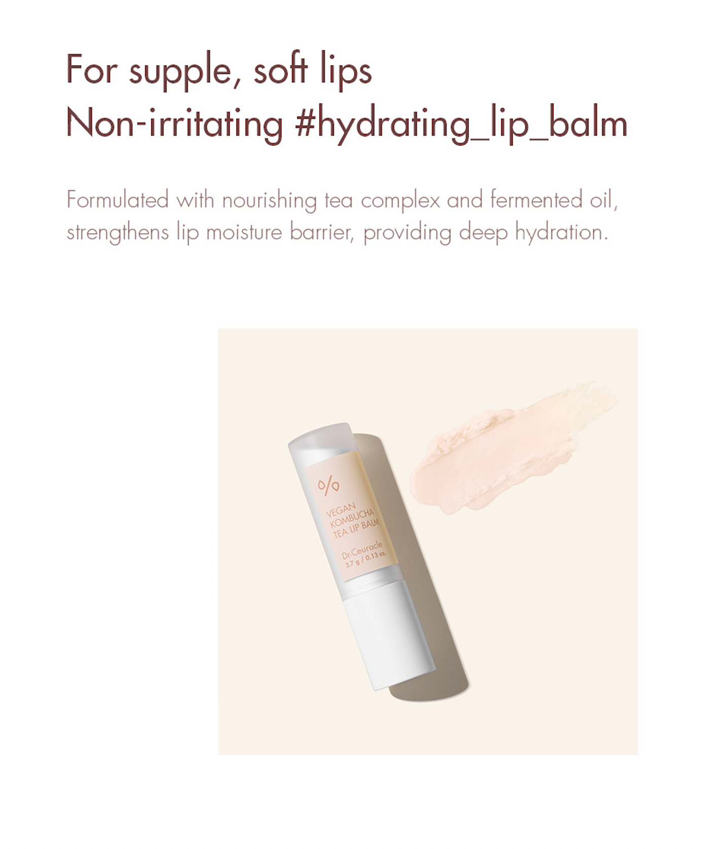 Dr. Ceuracle Vegan Kombucha Tea Lip Balm - Olive Kollection