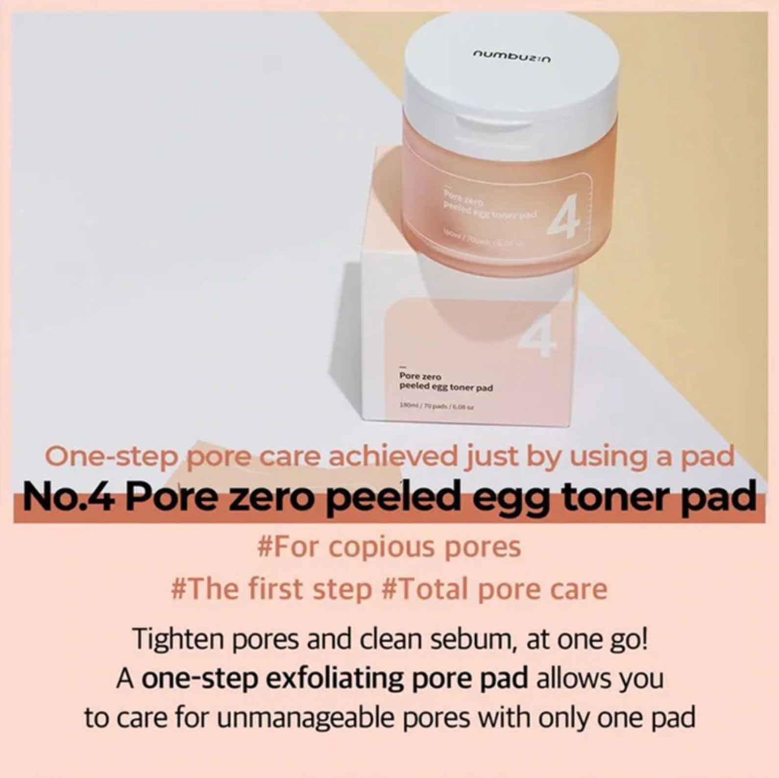 Numbuzin No.4 Pore Zero Peeled Egg Toner Pad | Olive Kollection